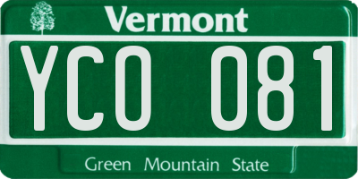 VT license plate YCO081