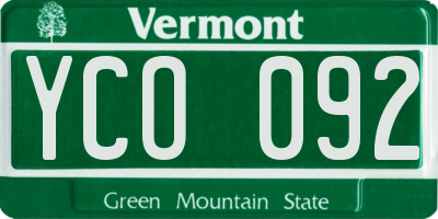 VT license plate YCO092
