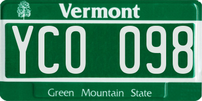 VT license plate YCO098