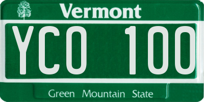 VT license plate YCO100