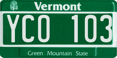 VT license plate YCO103