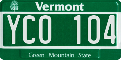 VT license plate YCO104