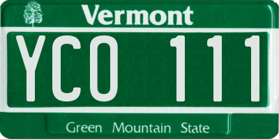 VT license plate YCO111