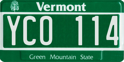 VT license plate YCO114