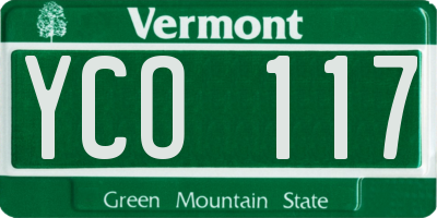 VT license plate YCO117