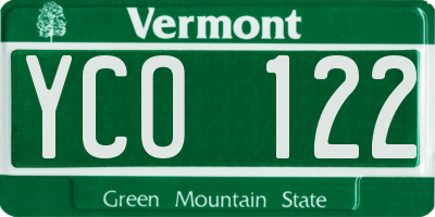 VT license plate YCO122