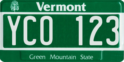 VT license plate YCO123
