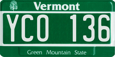 VT license plate YCO136