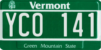 VT license plate YCO141