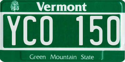 VT license plate YCO150