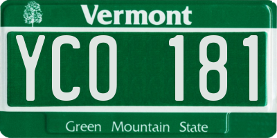 VT license plate YCO181
