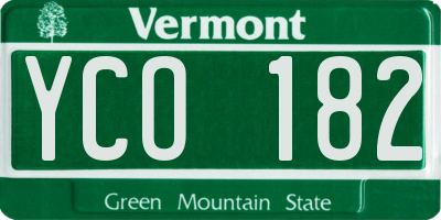 VT license plate YCO182