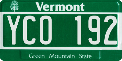 VT license plate YCO192