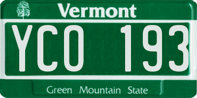 VT license plate YCO193