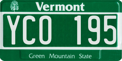 VT license plate YCO195