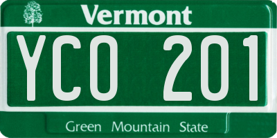VT license plate YCO201