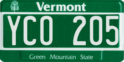 VT license plate YCO205