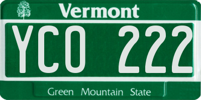 VT license plate YCO222