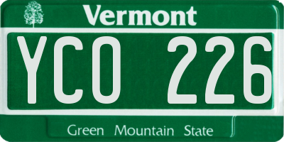 VT license plate YCO226
