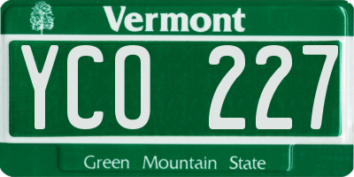 VT license plate YCO227