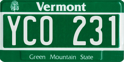 VT license plate YCO231