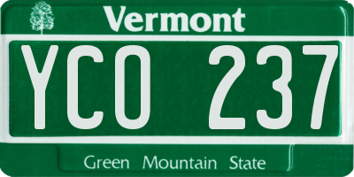VT license plate YCO237