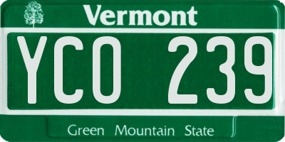VT license plate YCO239