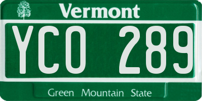 VT license plate YCO289