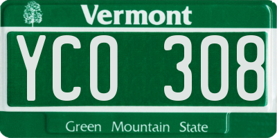 VT license plate YCO308