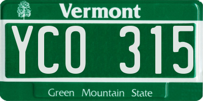 VT license plate YCO315