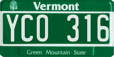 VT license plate YCO316