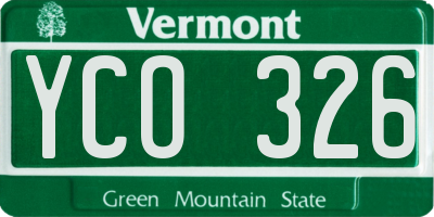 VT license plate YCO326
