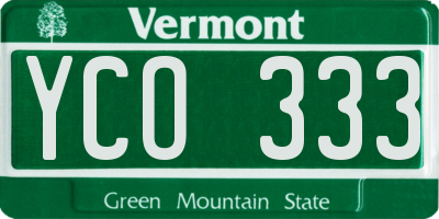 VT license plate YCO333