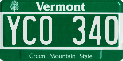VT license plate YCO340