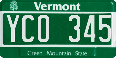 VT license plate YCO345