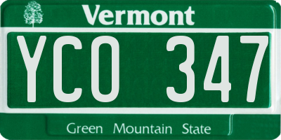 VT license plate YCO347