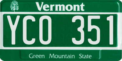 VT license plate YCO351