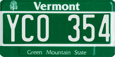 VT license plate YCO354