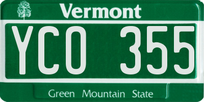 VT license plate YCO355