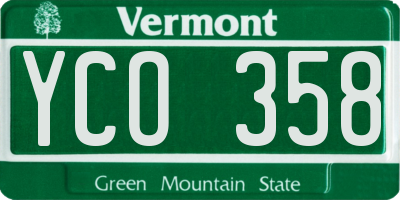 VT license plate YCO358