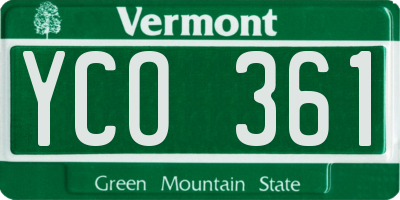VT license plate YCO361