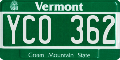 VT license plate YCO362