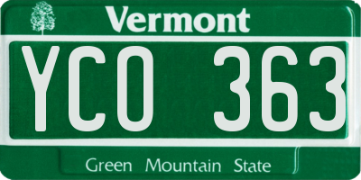 VT license plate YCO363
