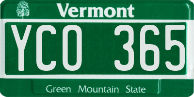 VT license plate YCO365