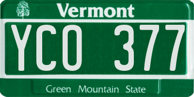 VT license plate YCO377