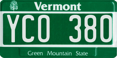 VT license plate YCO380