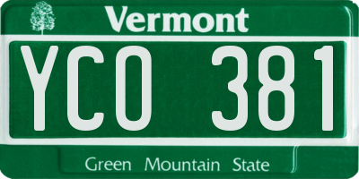 VT license plate YCO381