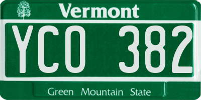 VT license plate YCO382