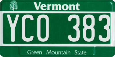 VT license plate YCO383