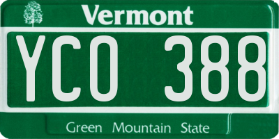 VT license plate YCO388
